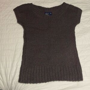 Pretty cable knit top- American Eagle XS, dark purple gray color.